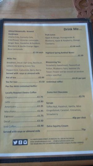 Drinks menu 1 - November 2017 at Samphire Brasserie in Plymouth