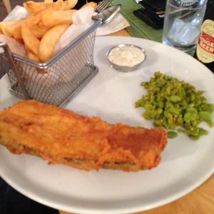 Vegan fish & chips at Samphire Brasserie in Plymouth
