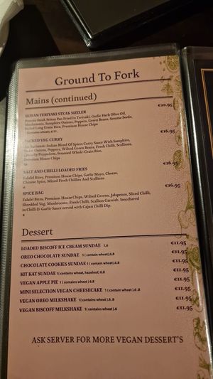 Vegan menu 2   at Botanic House in Dublin