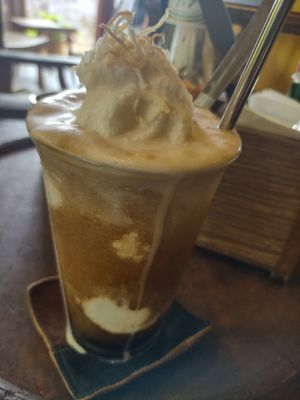 Coconut coffee ☕ not bad. Needs a little sweetener at Fika Cafe in Hoi An