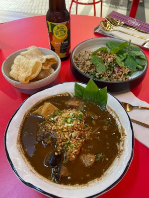 Boat noodles, laab and kombucha - recommended!  at V Street - Emsphere in Bangkok