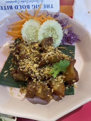 Fried pork (incredible!)  at V Street - Emsphere in Bangkok