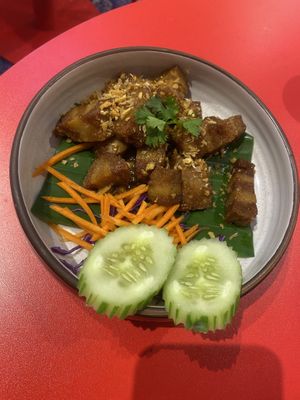 Fried pork with garlic  at V Street - Emsphere in Bangkok