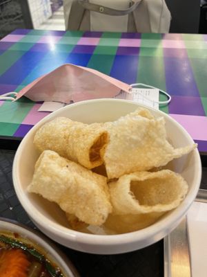 Crispy pork crackling - thought I ordered pork belly not some kind of chips but ok   at V Street - Emsphere in Bangkok