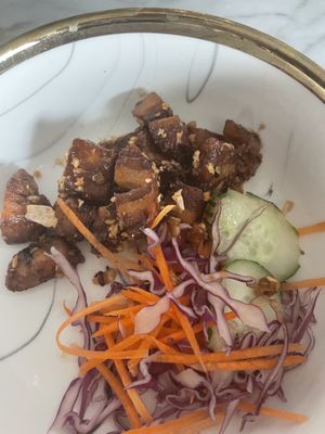 Pork belly - portion size always small here  at V Street - Emsphere in Bangkok