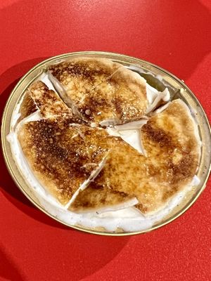 Crème brûlée ice cream after cracking the top   at V Street - Emsphere in Bangkok