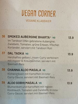 Vegan menue   at SVAAdish - Winterhude in Hamburg