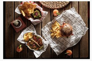 guacamole, vegan tacos, veggie burger  at TacoBar in Budapest