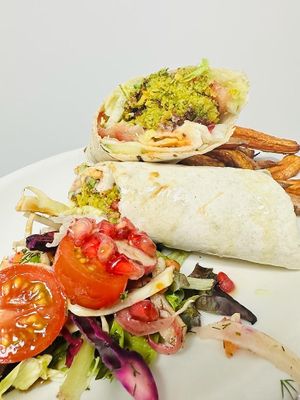 Falafel wrap at Oat Restaurant Cafe in North London