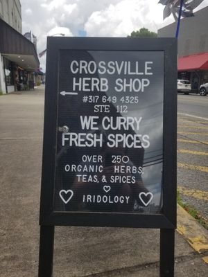 If you see the sidewalk sign then they are open! at Crossville Herb Shop in Crossville