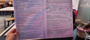 Side one of menu at Velvet Bean in Altona