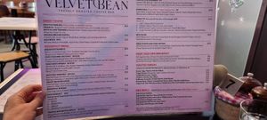 Side two of menu at Velvet Bean in Altona