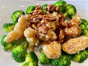 Walnut shrimp  at Vegan District Asian Eatery in Anaheim