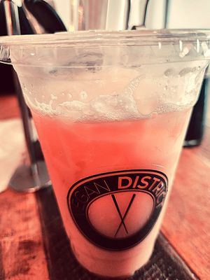 Rose Milk Tea at Vegan District Asian Eatery in Anaheim