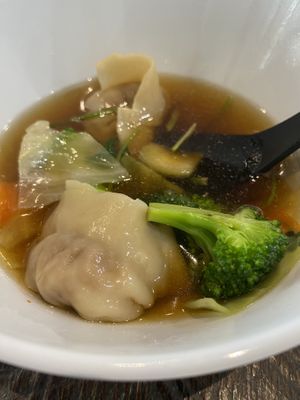 Vegetable wonton soup  at Vegan District Asian Eatery in Anaheim