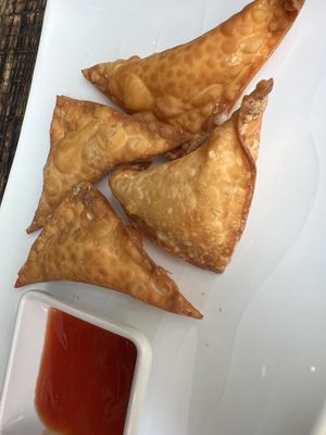 Cheese wontons. Buy them    at Vegan District Asian Eatery in Anaheim