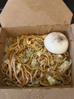 Lo mein with added egg  at Vegan District Asian Eatery in Anaheim