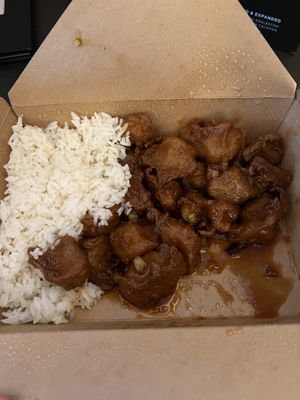 Orange chicken  at Vegan District Asian Eatery in Anaheim