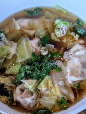 Wonton soup at Vegan District Asian Eatery in Anaheim