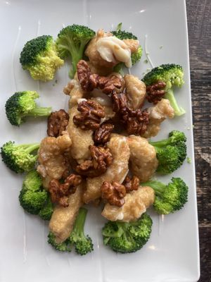 Walnut shrimp   at Vegan District Asian Eatery in Anaheim