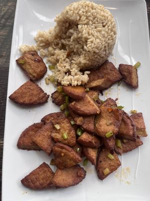 Mongolian pork  at Vegan District Asian Eatery in Anaheim