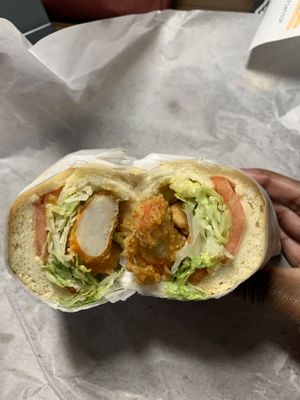 Vegan shrimp po’boy  at Orleans & York Deli in Moreno Valley