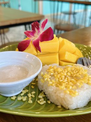 Mango with sticky rice (95 THB)  at One Tomyumkung Thai and Vegan Food in Chiang Mai