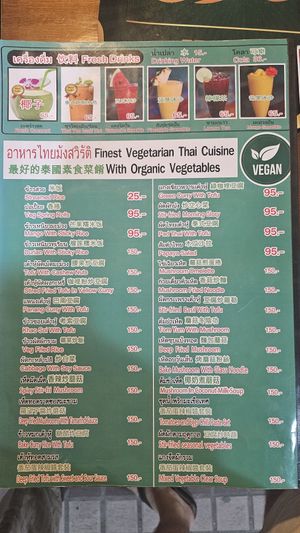 Vegan menu of the One Tomyumkung restaurant in Chiang Mai (16. Nov. 2025) at One Tomyumkung Thai and Vegan Food in Chiang Mai
