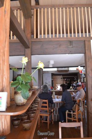The Cafe entrance and pottery for sale at Bon On Shya International Cafe in Koya
