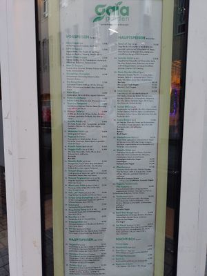 Speisekarte at Gaia Garden in Gottingen