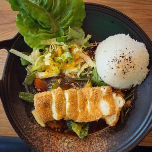 Dish of the day (vegan, around 12e, incl. starter soup) at Gaia Garden in Gottingen