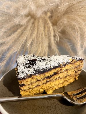 Raw vegan carrot cake, sugar free at Nest  in Yerevan