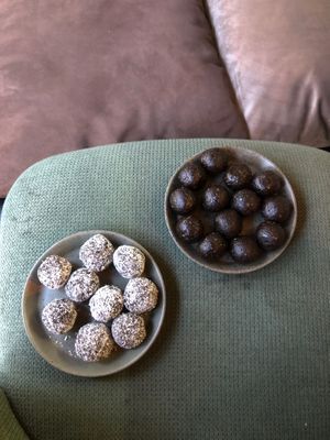 Date balls with coconut/cocoa/nuts at Nest  in Yerevan