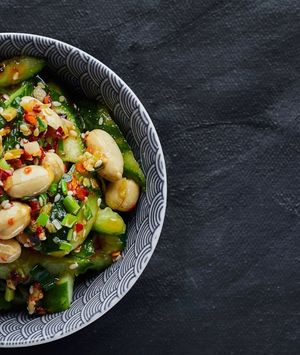 Smashed cucumbers, vegan appetizer at Kanasiki in Yerevan
