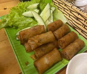 Large portion of spring rolls at Chế Út in Chau Doc