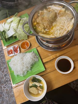 Lau Thai, medium (vua) size. Came with wonton skin, vegan meats and tofu. at Chế Út in Chau Doc