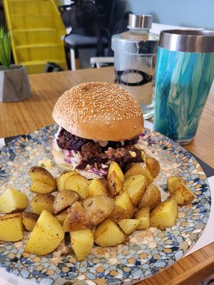 Their vegan burger is tastier each time! at Passion For Life in Chalkis