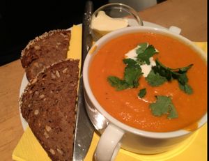 red lentil soup at Flax in Dresden