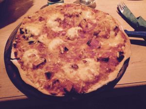 pizza with sweet potatoes at Flax in Dresden