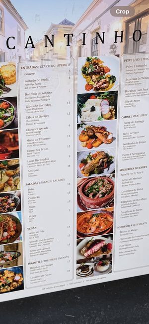 Menu and updated pricing, Nov 2025  at Cantinho in Faro