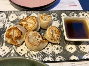 Dumplings with kimchi & tofu   at Hou Hou Mei in Inverness