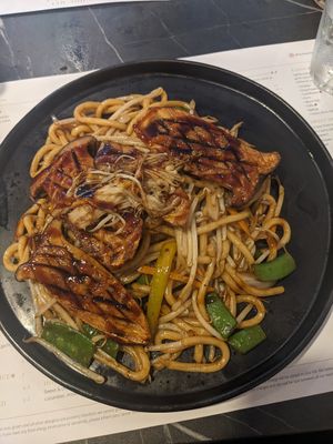 Miso Glazed Eringi (King Oyster) Mushroom Wok Fried Noodles at Hou Hou Mei in Inverness