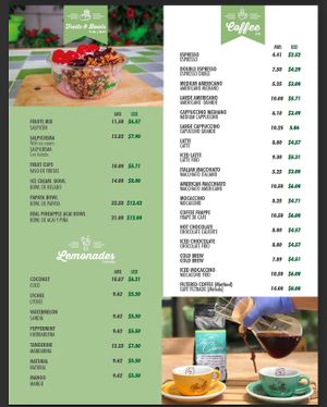 Menu  at Clover Coffee + MarketPlace in Oranjestad
