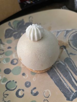 Lemon and passion fruit moussee  at GingerSnap Patisserie in West Melbourne