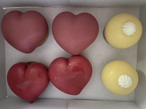 Cherry hearts and lemon and passionfruit rocher  at GingerSnap Patisserie in West Melbourne