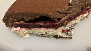 After cutting Black Forest cake. Incredible texture and flavour   at GingerSnap Patisserie in West Melbourne