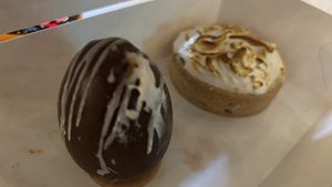 Black Forest “egg” and lemon meringue   at GingerSnap Patisserie in West Melbourne
