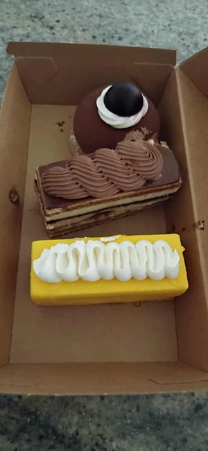 Passionfruit opera, coffee opera and Black Forest cake. All amazing.   at GingerSnap Patisserie in West Melbourne