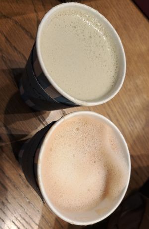 Cappuccino and matcha latte at IST - Cups & Clouds  in Istanbul