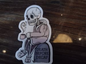 Love the art, but decaf drinkers need love too! at Marsh Moon Cafe in Edisto Beach